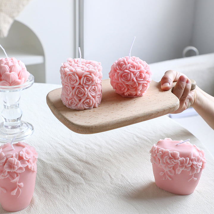 Handgegossen Blütenrelief Cupcake Dekorationskerze