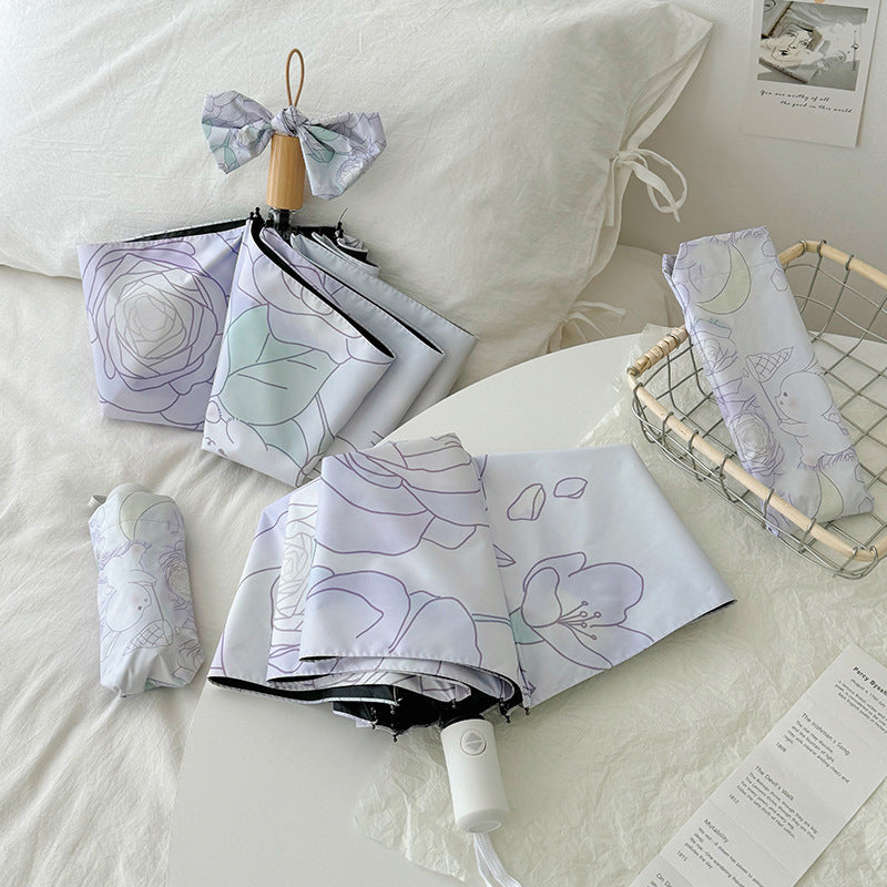 Damen Faltbarer Regenschirm mit floralem Minimalismus Karnz