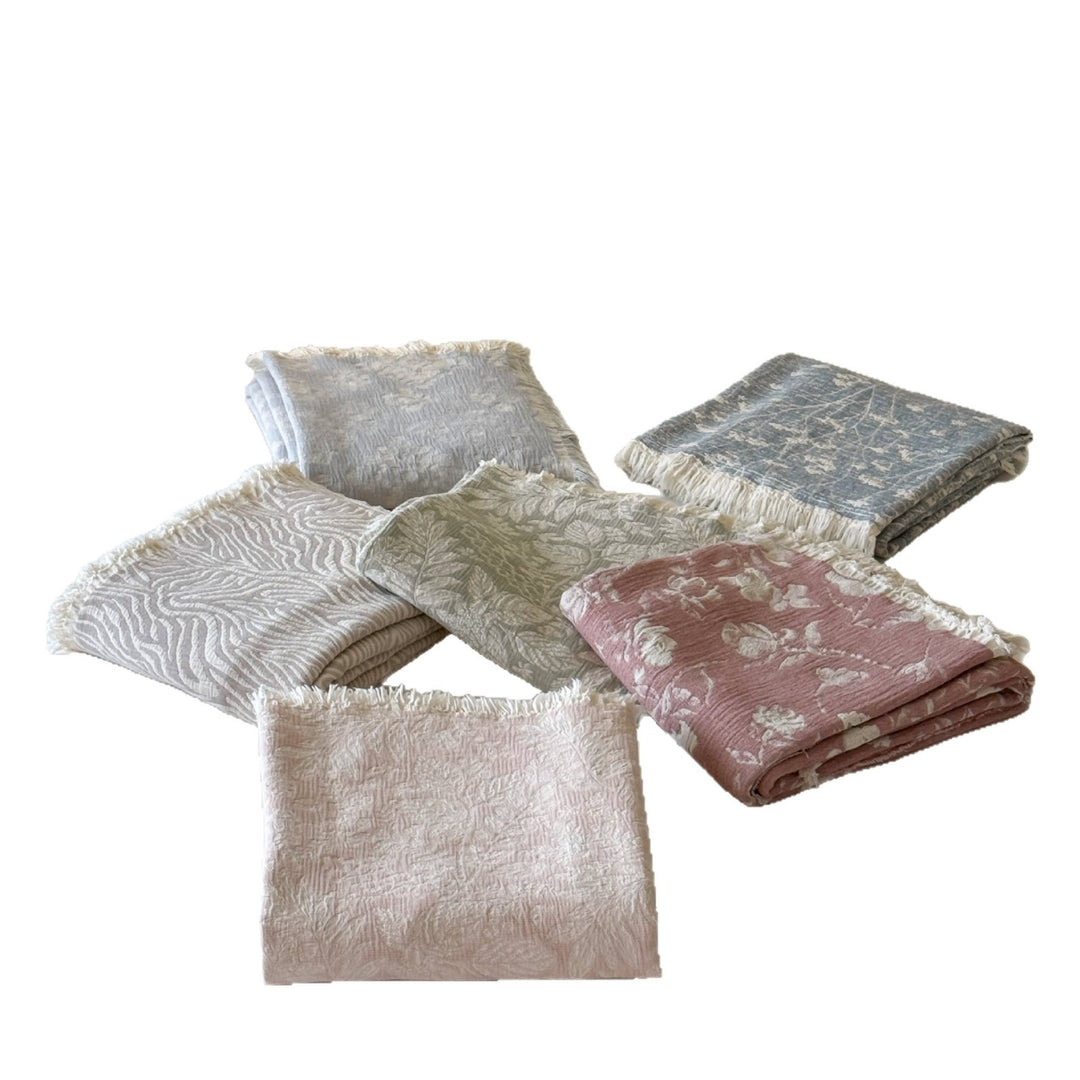 Wendbare leichte Jacquard Baumwoll-Leinen Decke mit Fransen