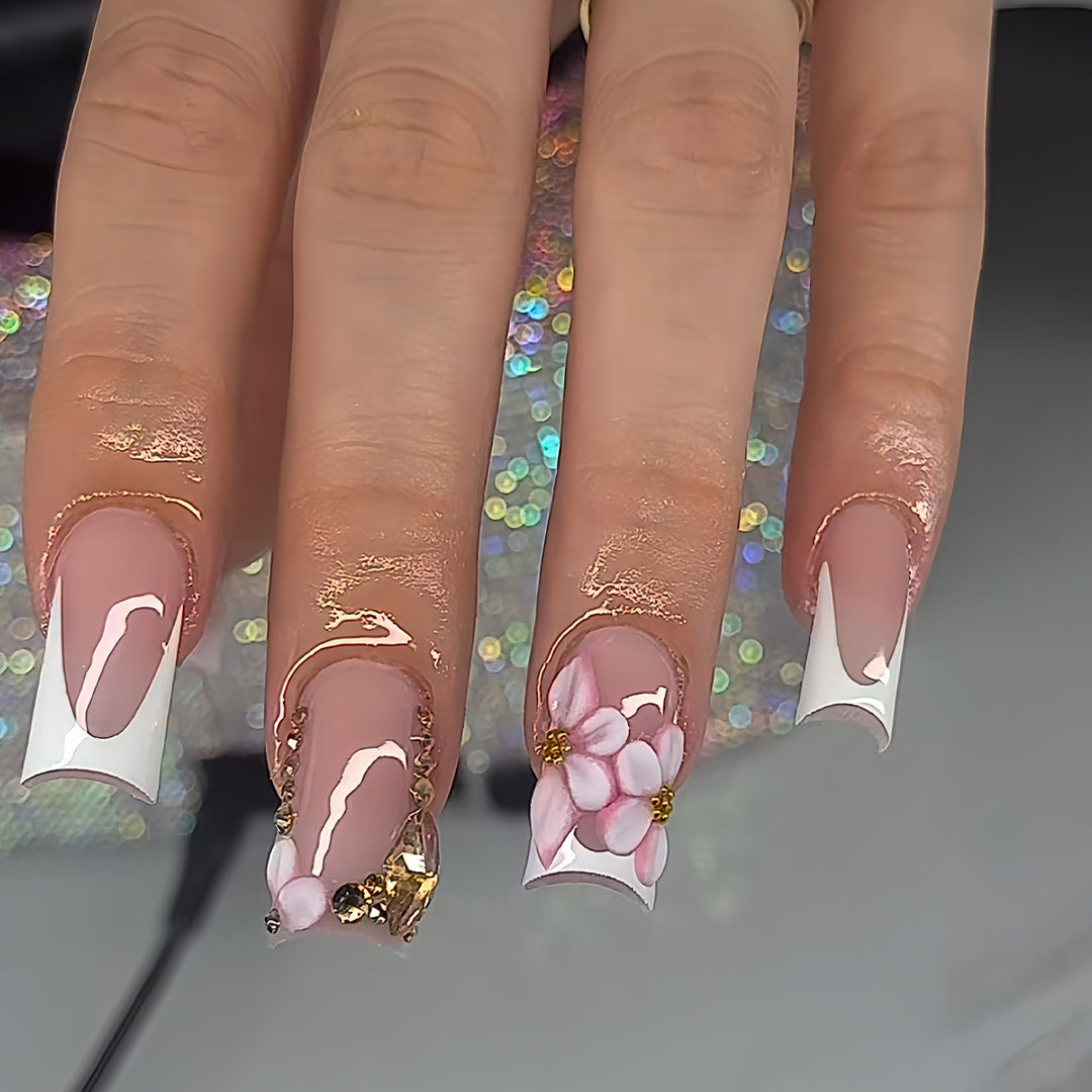 Chic Floral Press-On Nail Art Extensions Karnz