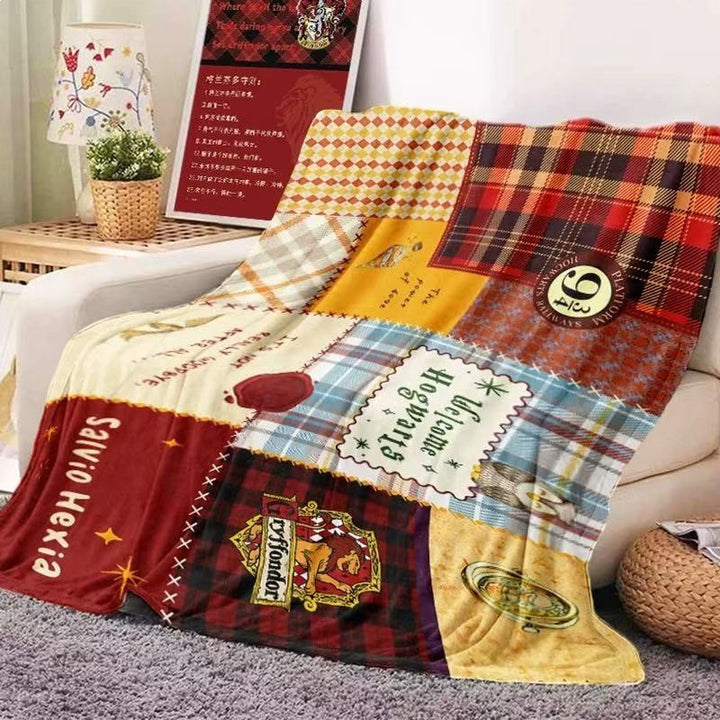 Hogwarts-Themen Fleece-Wurfdecke