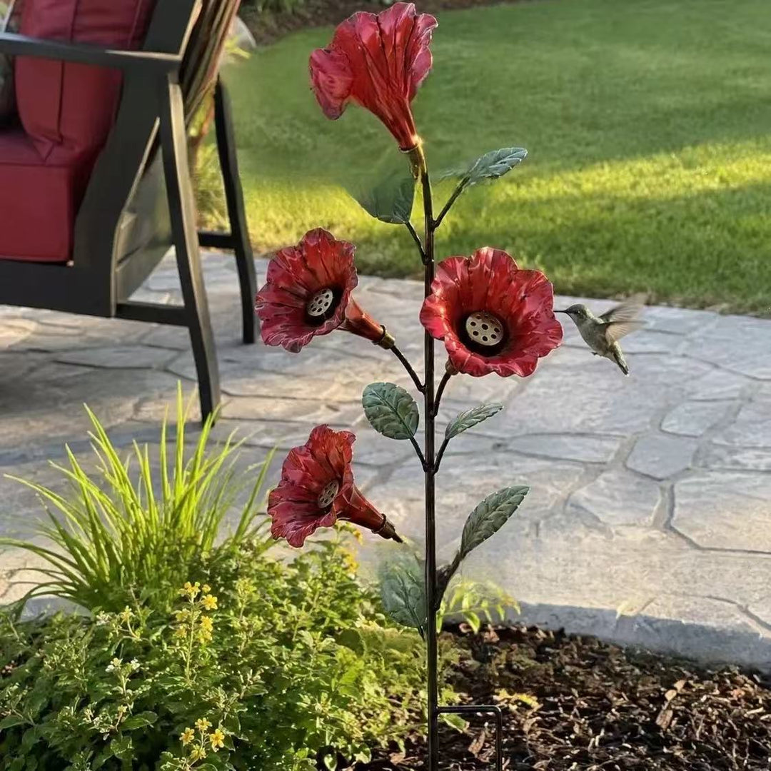Stabiles Garten-Deko-Büschel mit Blüten und Hummingbird Karnz