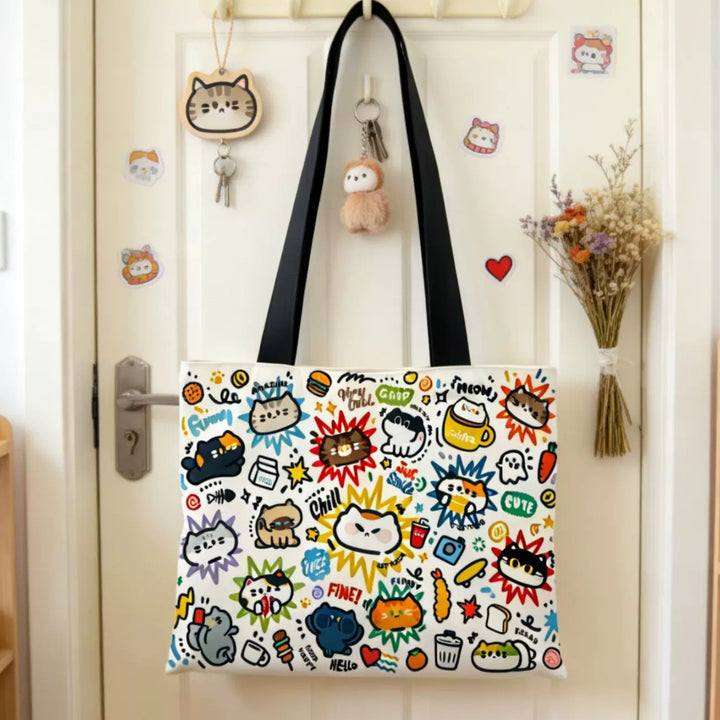 Trendige illustrierte Canvas-Tote-Tasche