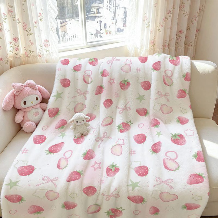 Erdbeer-Themen Kuschelfleece-Decke