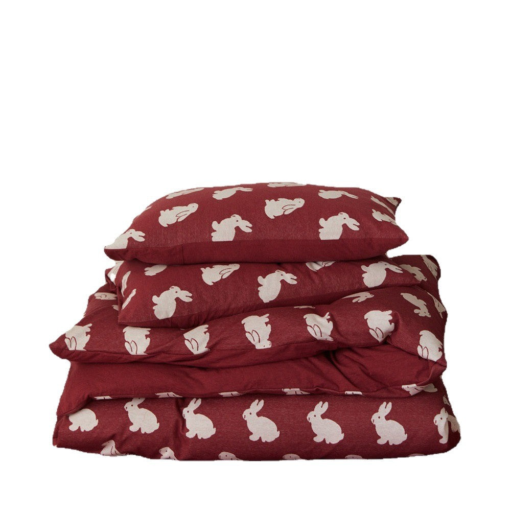 Clover-Print Baumwoll-Percale Bettbezug mit Eckenbindungen und Umschlagverschluss