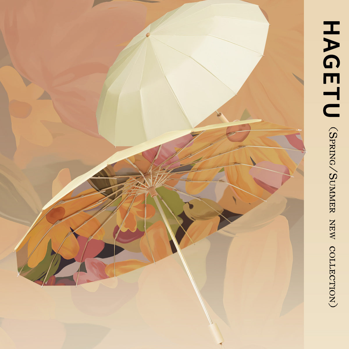 Damen eleganter Floral-Regenschirm mit manueller Öffnungsmechanik Karnz