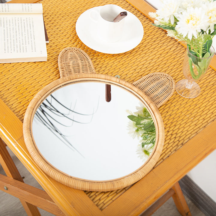 Runde Wandspiegel mit Rattan-Design Karnz