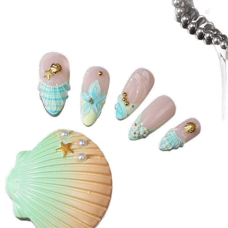 Künstlerisches tropisches floral Press-On Nagelset Karnz