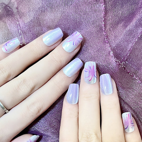 Florale Lange Stiletto Press-On Nägel Karnz