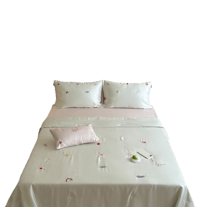 Bestickte Satin-Bettwäsche Set