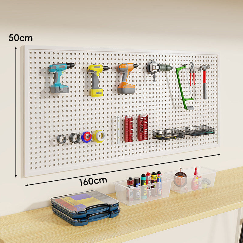 Wandmontierter Lochblech-Werkzeug-Pegboard-Organizer mit modularen Haken und Drahtkörben