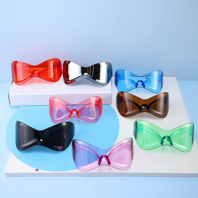 Damen futuristische Wellen-Sonnenbrille Karnz