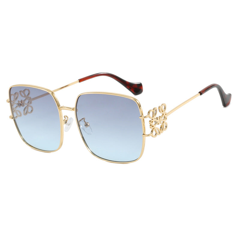 Damen quadratische Sonnenbrille mit filigranem Design und luxuriösem Metallrahmen Karnz