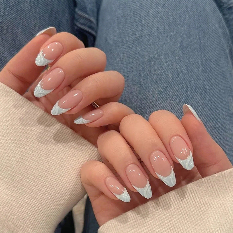 Künstlerisches Press-On-Nagelset mit elegantem Wirbel-Design Karnz