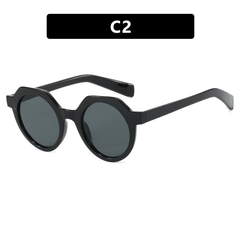 Damen extravagante runde Sonnenbrille mit farblich akzentuiertem Rahmen Karnz
