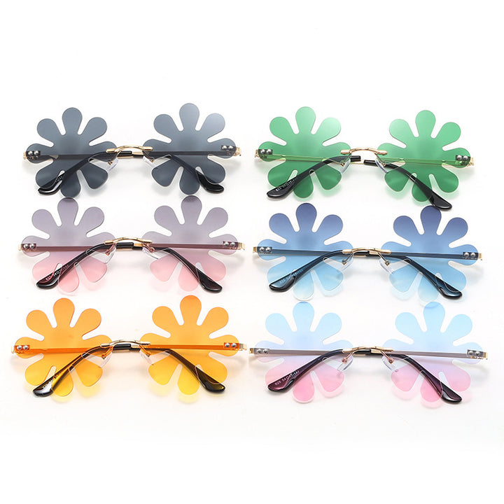 Damen Verspielte Blumen-Sonnenbrille mit stilvollem Metallrahmen Karnz