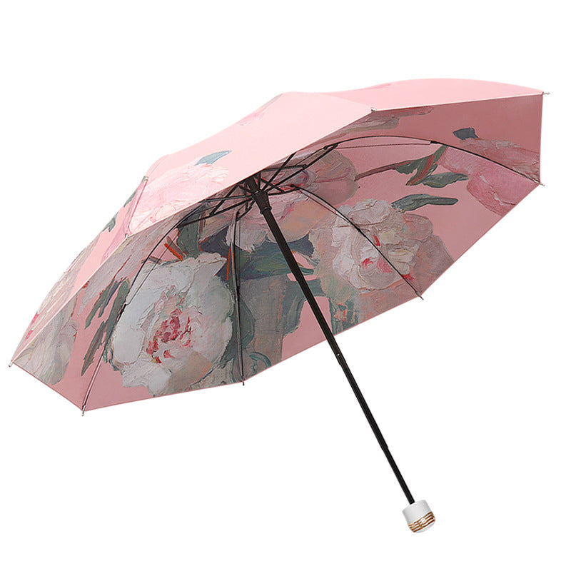 Damen Regenschirm mit blühendem Rosenmuster Karnz