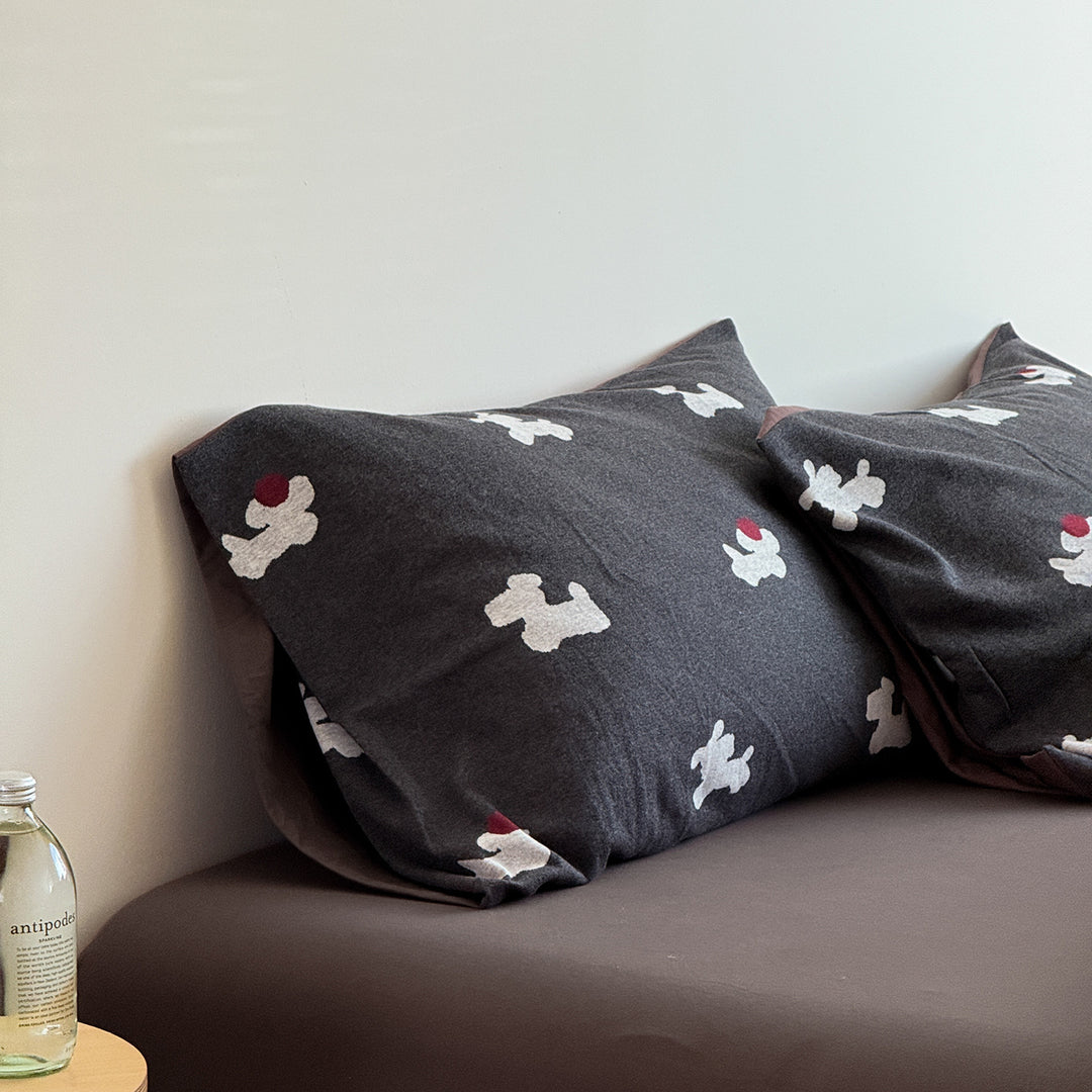 Baumwollmischung Teddy Motiv Bettbezug Set mit Kontrastsaum