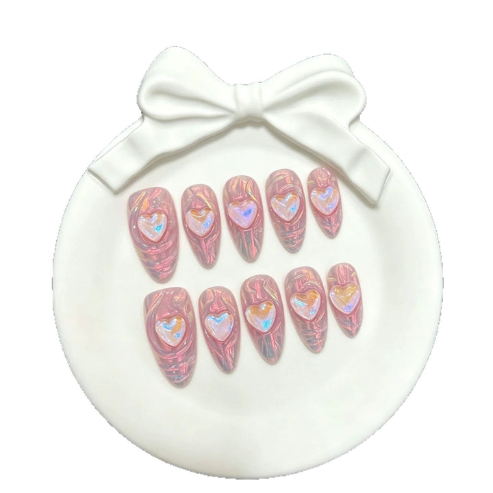 Herz-verzierte Acryl Press-On Nagel Set