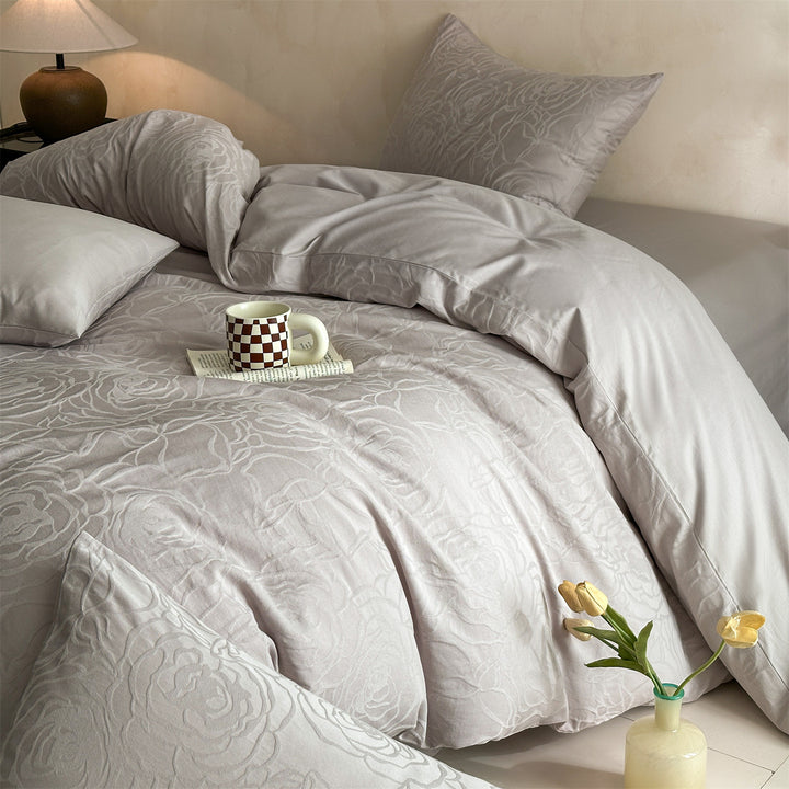 Gepolstertes Schmetterlings-Jacquard-Bettwäsche-Set mit wendbarem Soft-Feel-Futter und Umschlagkissenbezügen