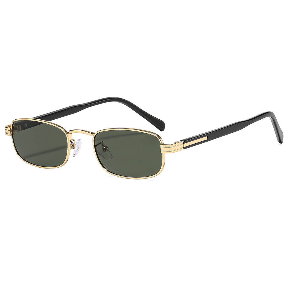 Damen modische Sonnenbrille mit stilvollem Metallrahmen und orangefarbenen Gläsern Karnz