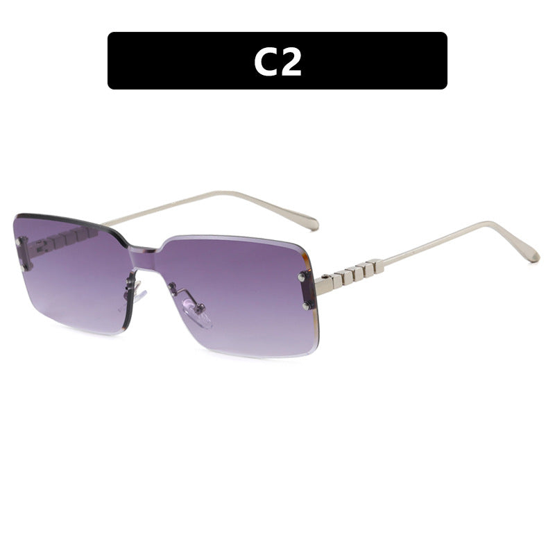 Damen moderne rechteckige Sonnenbrille mit stilvollem Metallrahmen Karnz