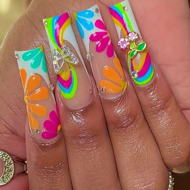 Vibrant Artistic Press-On Nail Set Karnz