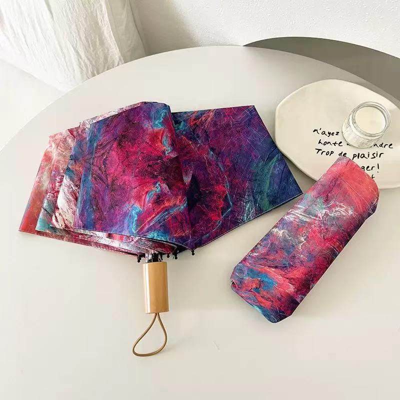 Damen Faltbarer Regenschirm mit kreativem Kunstdesign Karnz