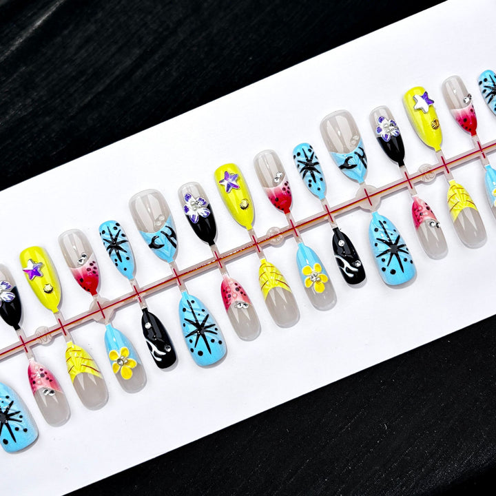Kreatives blumenmuster Druck-Nagelset