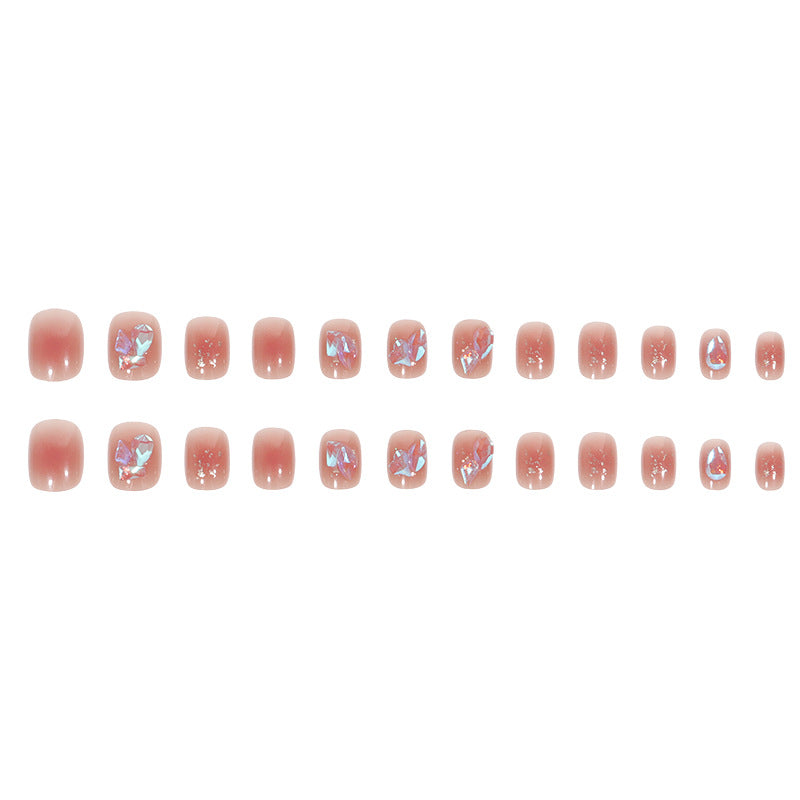 Elegantes, mit Kristallen verziertes Press-On-Nagelset Karnz