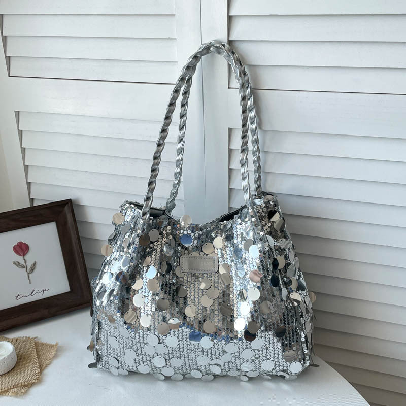 Glamouröse Pailletten Schultertasche