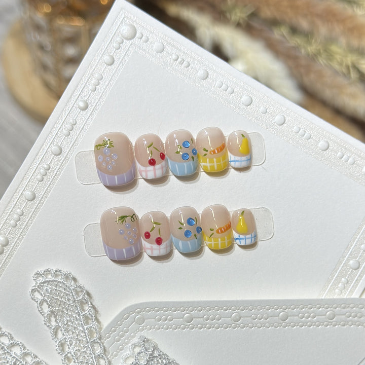 Künstlerisches von Früchten inspiriertes Press-On Nagelset Karnz