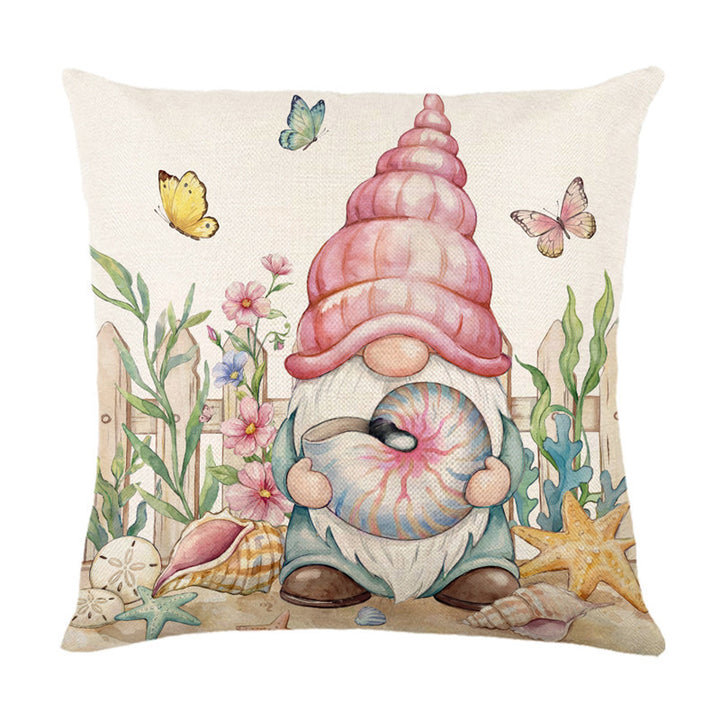 Dekorative Küsten-Leinenkissenhülle mit Aquarell-Muschel-Druck