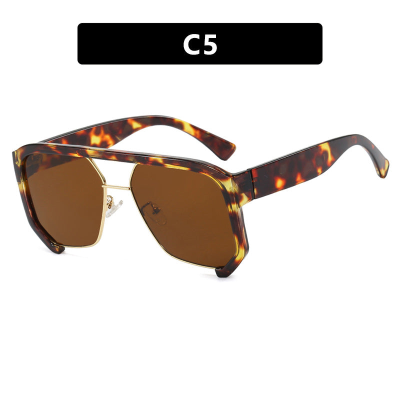 Damen modische Oversized-Sonnenbrille mit eleganter, facettierter Rahmenkonstruktion Karnz