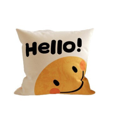 Square Plush Decorative Cushion Pillow with Illustrated House 'Room' Motif