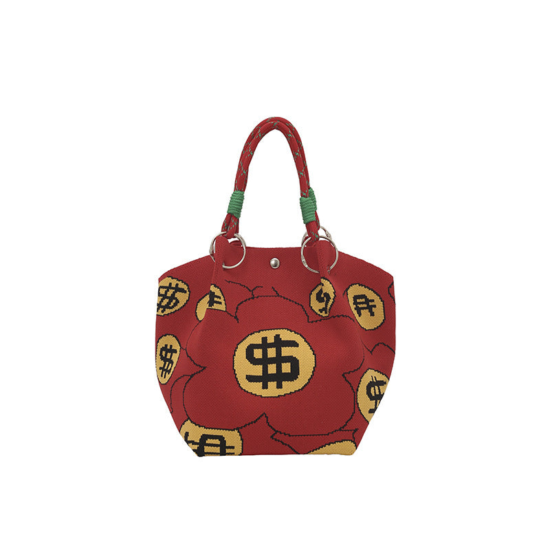 WoFloral Print Texturiertes Handtasche Karnz