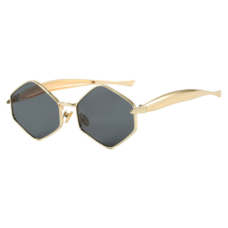 Damen hexagonale Sonnenbrille mit elegantem Metallrahmen und UV-Schutz Karnz