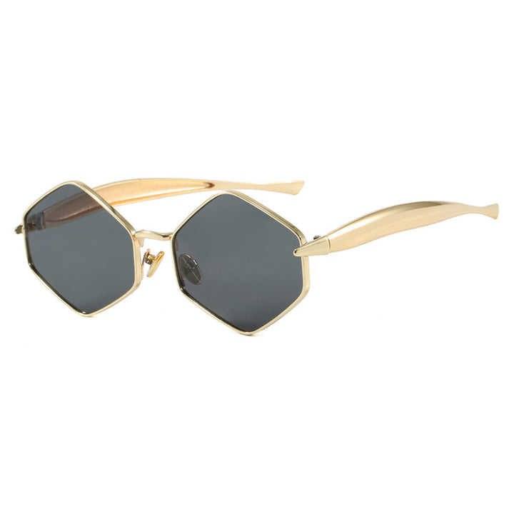 Damen hexagonale Sonnenbrille mit elegantem Metallrahmen und UV-Schutz Karnz