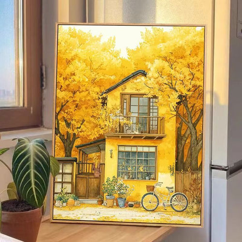 Herbsthaus-Szene Leinwand Wandkunst Karnz