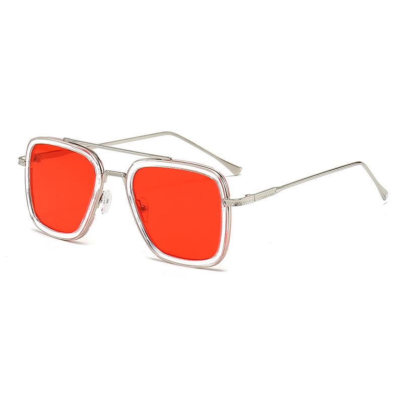Damen modische quadratische Sonnenbrille mit glamourösem Metallrahmen Karnz