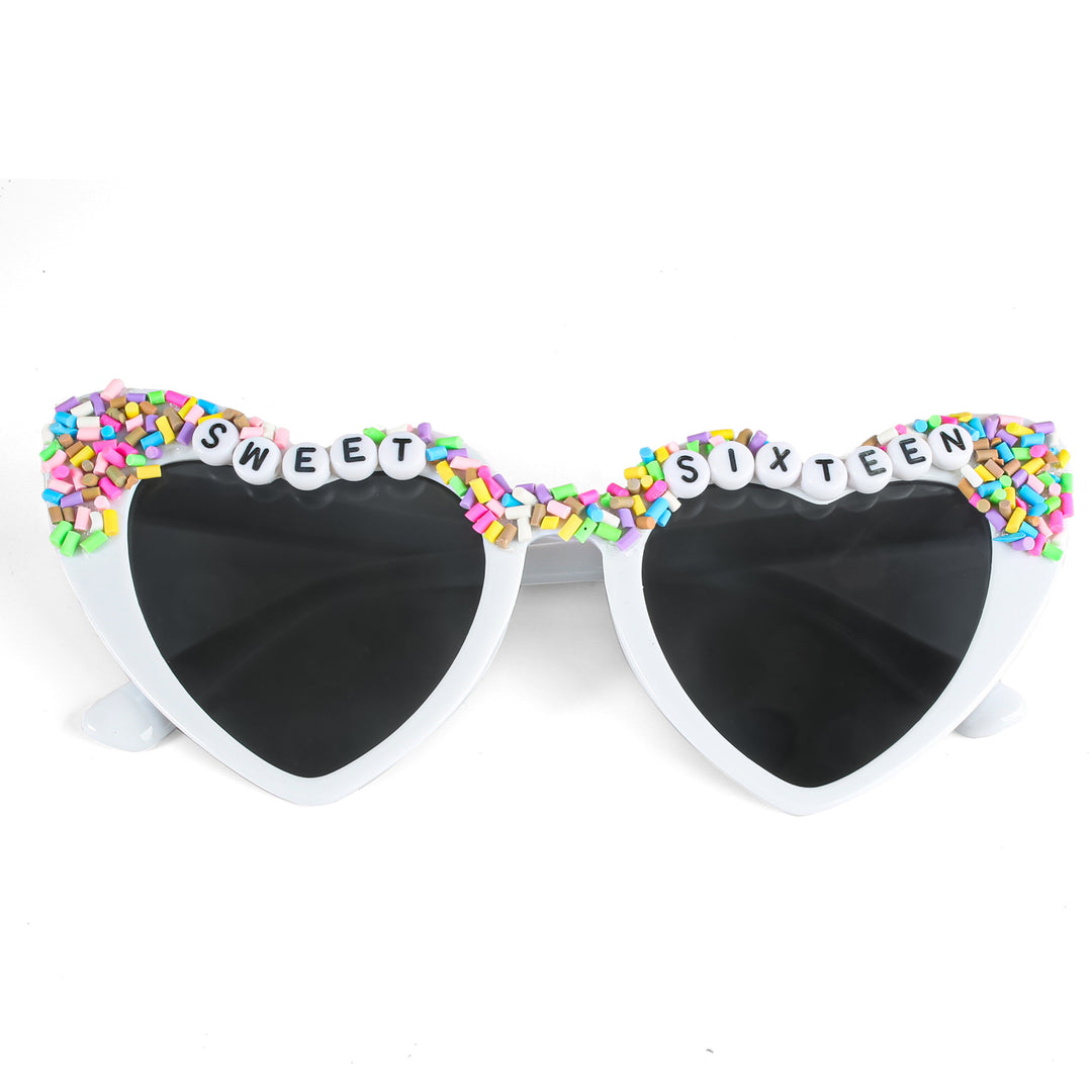 Damen Herzförmige Sonnenbrille mit außergewöhnlichem Dekor Karnz