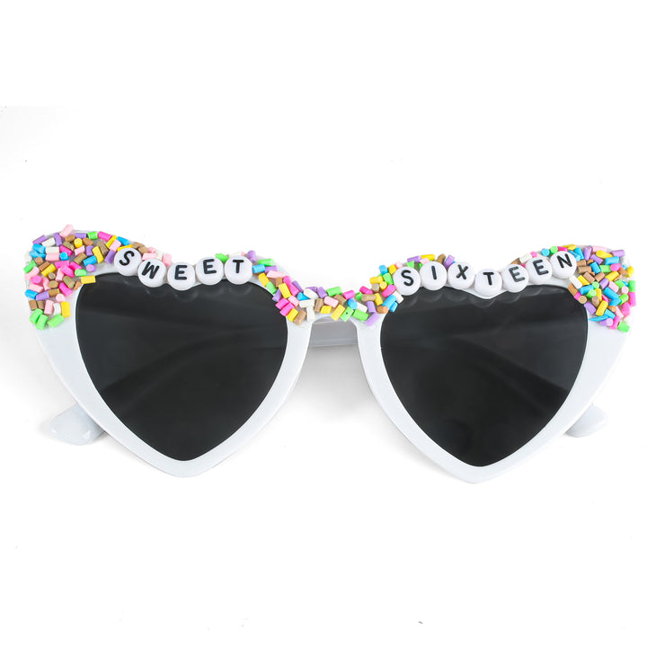 Damen Herzförmige Sonnenbrille mit außergewöhnlichem Dekor Karnz
