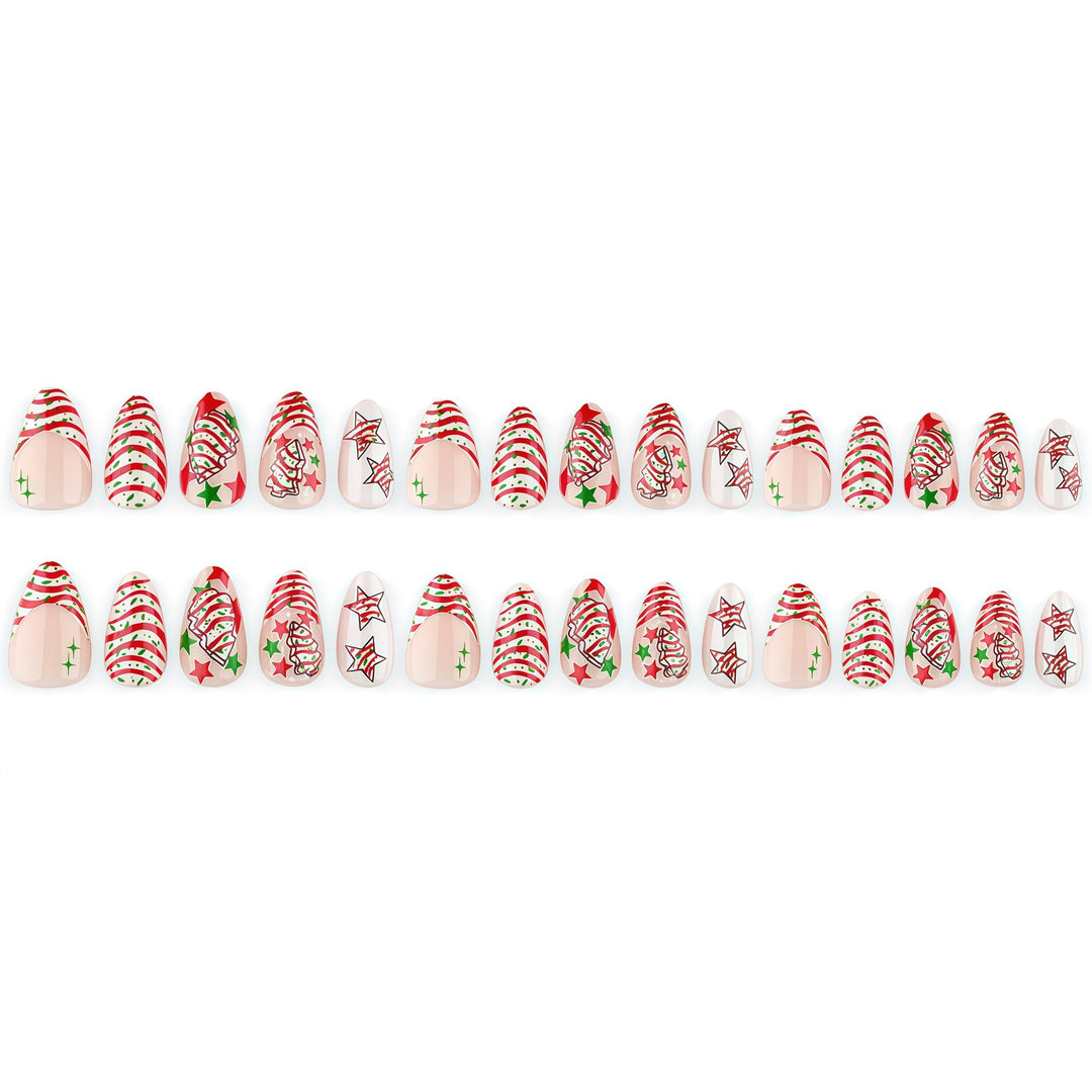 Kunstnägel im festlichen Weihnachtsdesign mit bunten Akzenten Karnz