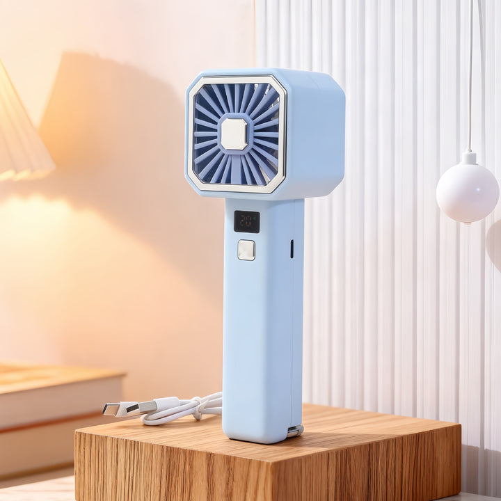 Unisex Tragbarer Handventilator mit digitaler Geschwindigkeitsanzeige Karnz