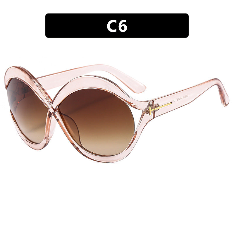 Damen extravagante Cat-Eye Sonnenbrille mit geschwungenem Rahmen Karnz