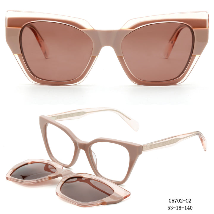 Damen auffällige Oversized-Sonnenbrille mit abnehmbaren Gläsern Karnz