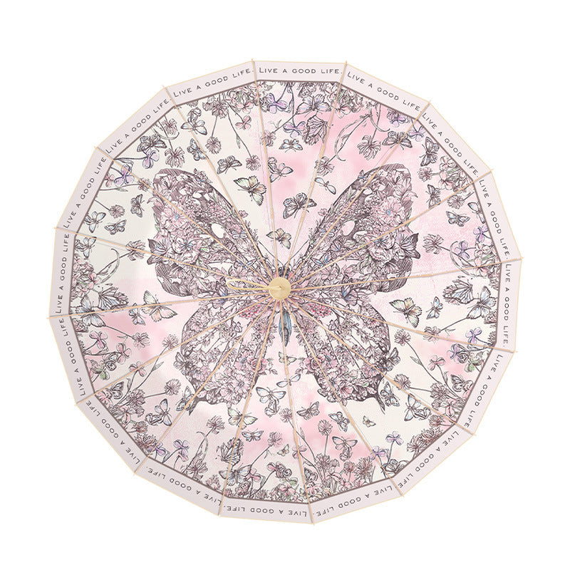 Damen eleganter und robuster Schirm mit botanischem Design Karnz