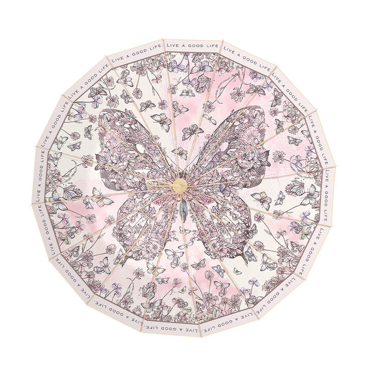Damen eleganter und robuster Schirm mit botanischem Design Karnz