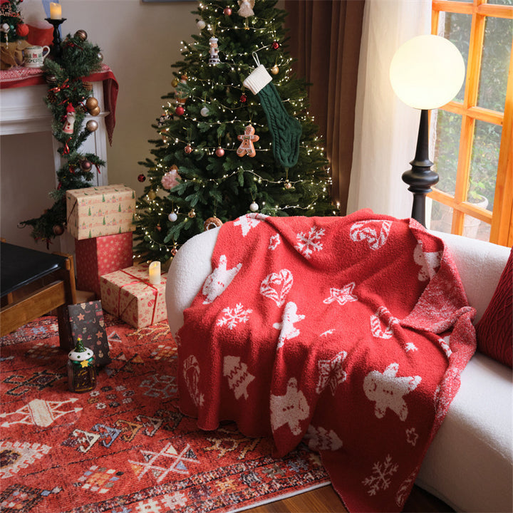 Kuschelige Weihnachts-Wohndecke mit Lebkuchen- und Rautenmuster