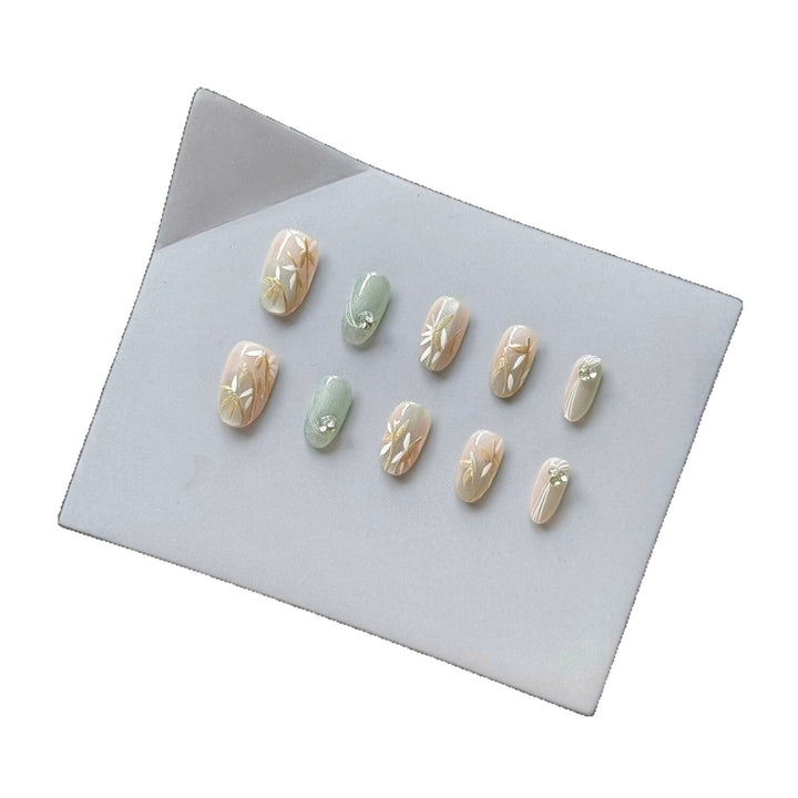 Dekorativer Blumen Press-On Nagelset  1791772955